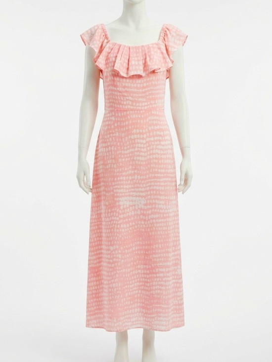 BCBG Paris Dresses & Skirts - BCBG Paris Peach & White Spotted Ruffle Dress - Size Large - Wedding/Garden/Day